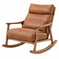 Schaukelstuhl 95 x 75 x 100 cm braune Lederoptik Holzgestell Mid Century Stil