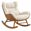 Schaukelstuhl 78 x 95 x 105 cm Creme Holz Bouclé Wohnzimmer