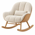 Schaukelstuhl 78 x 95 x 100 cm in Creme mit Bouclébezug und Holzgestell