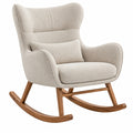 Schaukelstuhl 92 x 78 x 102 cm mit Textilbezug in Beige und Holzgestell im skandinavischen Stil