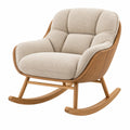 Schaukelstuhl 78 x 92 x 100 cm mit Textilbezug Beige Holzgestell im nordischen Stil