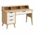 Schreibtisch 120 x 60 x 100 cm Holzwerkstoff Naturweiß mit Schubladen im skandinavischen Stil