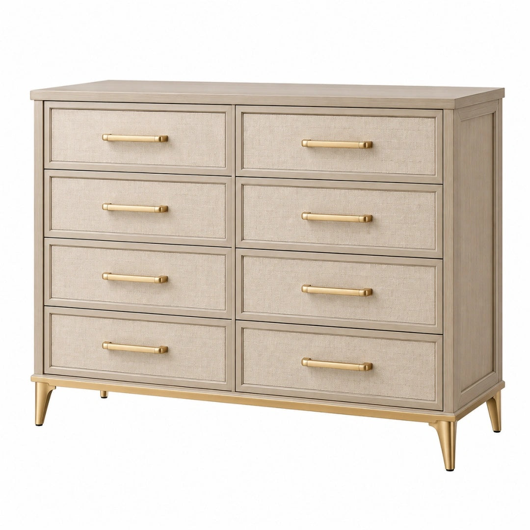Kommode 150 x 45 x 90 cm Beige Holzwerkstoff mit 8 Schubladen im klassischen Stil