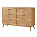 Kommode 140 x 45 x 90 cm aus Holz in Natur mit 6 Schubladen im skandinavischen Stil