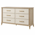 Kommode 150 x 45 x 85 cm aus Holzwerkstoff in Beige mit 6 Schubladen im klassischen Stil