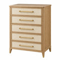 Kommode 90 x 45 x 120 cm Holzoptik Beige mit 5 Schubladen im klassischen Stil