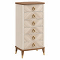 Kommode 60 x 40 x 120 cm in Beige und Braun mit 6 Schubladen im Retro-Stil