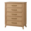 Kommode 90 x 45 x 120 cm Holz Naturbraun mit 5 Schubladen im Landhausstil