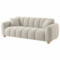 3-Sitzer Sofa 220 x 92 x 78 cm in Creme mit Textilbezug und Holzfüßen im modernen Stil