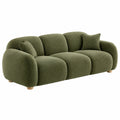 3-Sitzer Sofa 220 x 95 x 75 cm in Olivgrün mit Bouclé-Textilbezug - abgerundetes Wohnzimmer Sofa