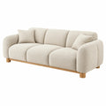 3-Sitzer Sofa 220 cm in Creme mit Bouclé-Stoff und Holzfüßen - Modernes Wohnzimmer Sofa