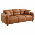 3-Sitzer Sofa 220 x 95 x 88 cm Braun Bezug in Lederoptik Wohnzimmer Modern