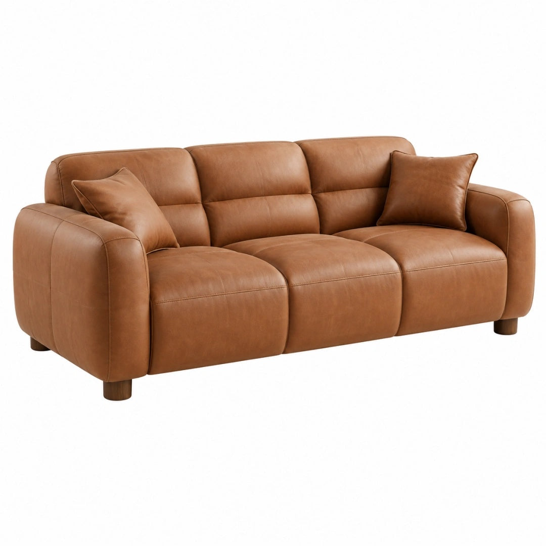 3-Sitzer Sofa 220 x 95 x 88 cm Braun Bezug in Lederoptik Wohnzimmer Modern