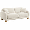 2-Sitzer Sofa 170 x 90 x 78 cm Bouclé Stoff Cremeweiß mit Holzfüßen - Modernes Wohnzimmer Sofa