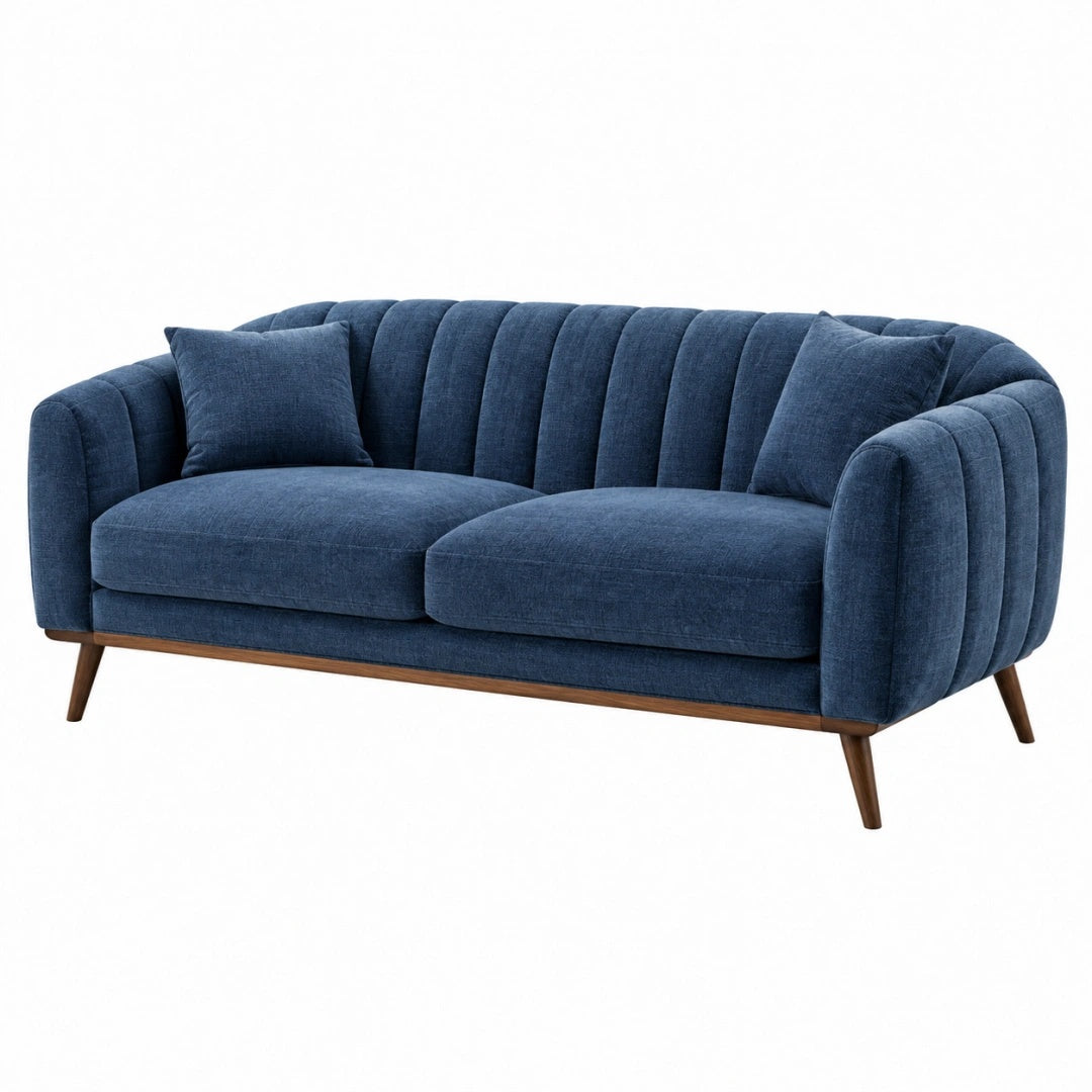 2-Sitzer-Sofa 170 x 85 x 80 cm Textil Dunkelblau mit gerippter Rückenlehne