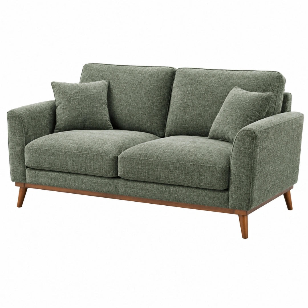 2-Sitzer Sofa 165 x 85 x 85 cm grüner Textilbezug Holzfüße moderner Wohnstil