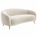 2-Sitzer Sofa 150 x 78 x 76 cm Bouclé Stoff Creme Modernes Wohnzimmer Sofa mit Metallfüßen