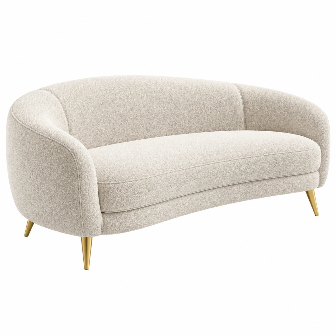 2-Sitzer Sofa 150 x 78 x 76 cm Bouclé Stoff Creme Modernes Wohnzimmer Sofa mit Metallfüßen