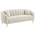 2-Sitzer Sofa 180 cm Bouclé Cremefarben mit Metallfüßen im Retro-Stil