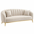 2-Sitzer Sofa 190 x 85 x 78 cm Bouclé Creme mit Metallbeinen und gerippter Rückenlehne