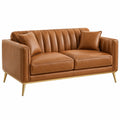 2-Sitzer-Sofa 160 x 90 x 82 cm Cognac Kunstleder mit Metallfüßen Modern