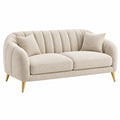 2-Sitzer Sofa 170 x 85 x 78 cm Bouclé Beige mit Metallfüßen im Retro-Stil