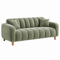 2-Sitzer Sofa 170 cm olivgrüner Textilbezug mit Holzfüßen modernes Design