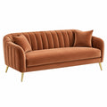 2-Sitzer Sofa 180 x 82 x 78 cm Samt Terrakotta mit Metallfüßen im Retro-Stil