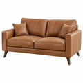 2-Sitzer Sofa 180 x 90 x 86 cm cognacbraunes Kunstleder - modernes Wohnzimmer Sofa mit Holzfüßen