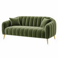 2-Sitzer Sofa 180 cm Samt Olivgrün mit gerippter Polsterung