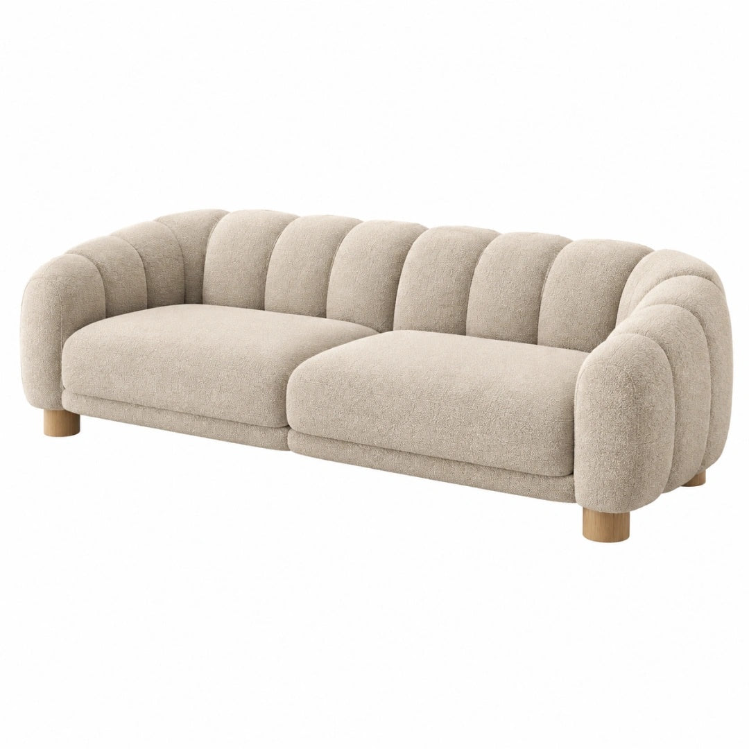 3-Sitzer Sofa 220 cm Beige Textil mit Holzfüßen modern